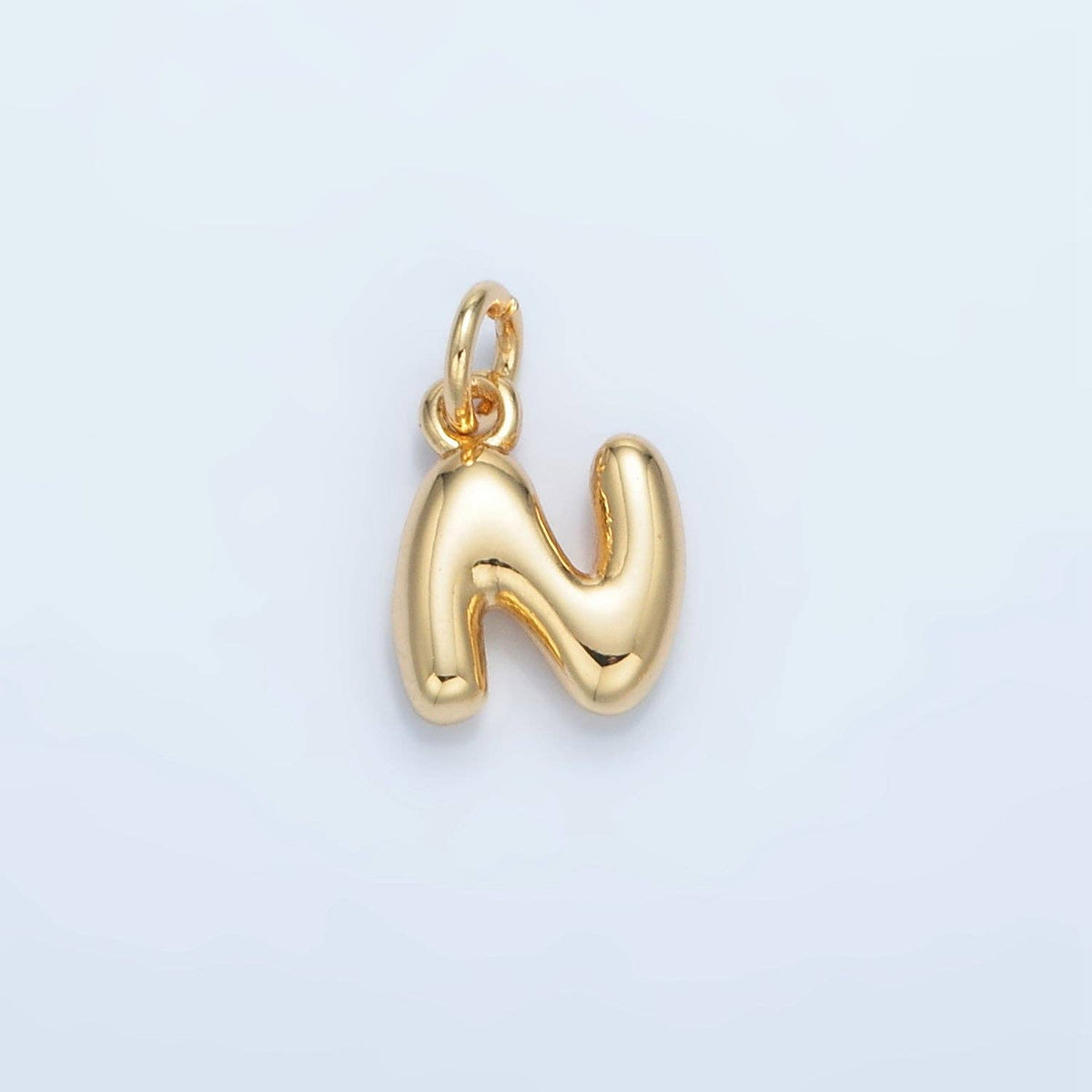 (#84) 16K Gold Filled 10mm Initial Letter Chubby Balloon Mini Charm