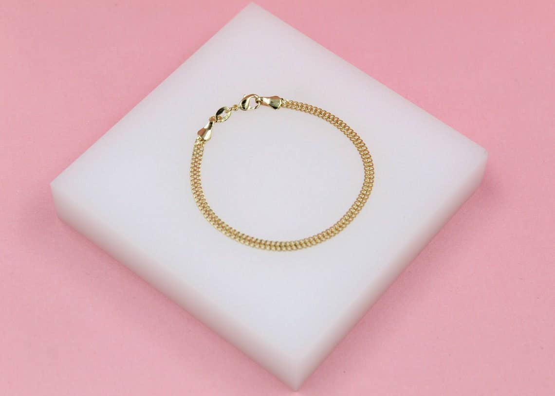 #202 | 18K Gold Filled 3mm Double Curb Link Bracelet
