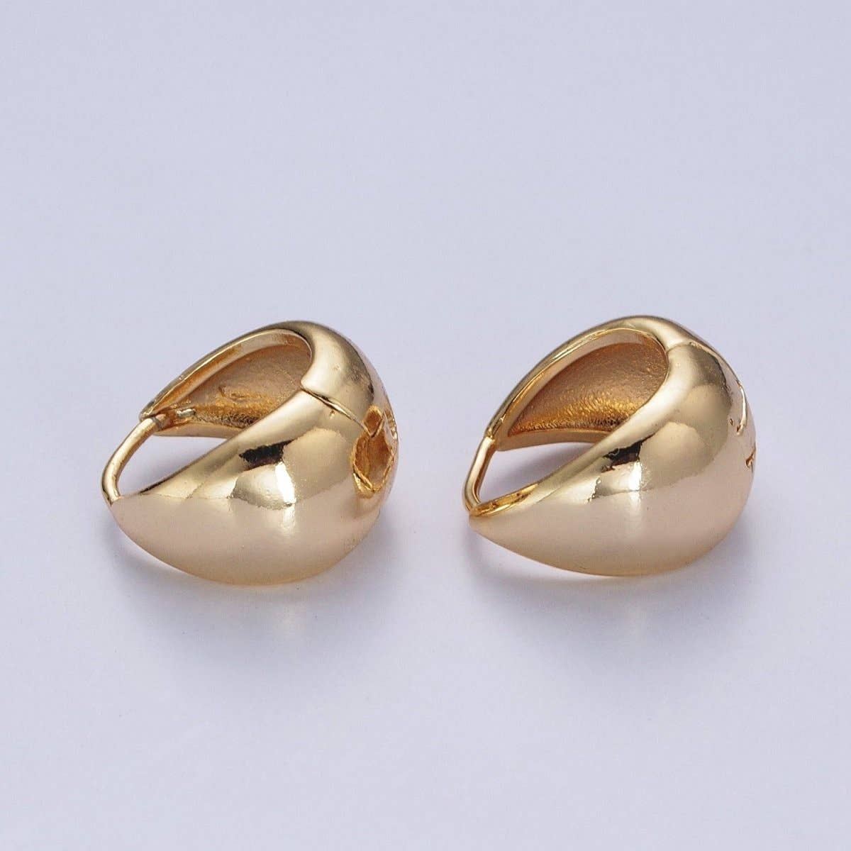 #220 | 24K Gold Filled Wide Chubby Band Hoops Huggie Earrings
